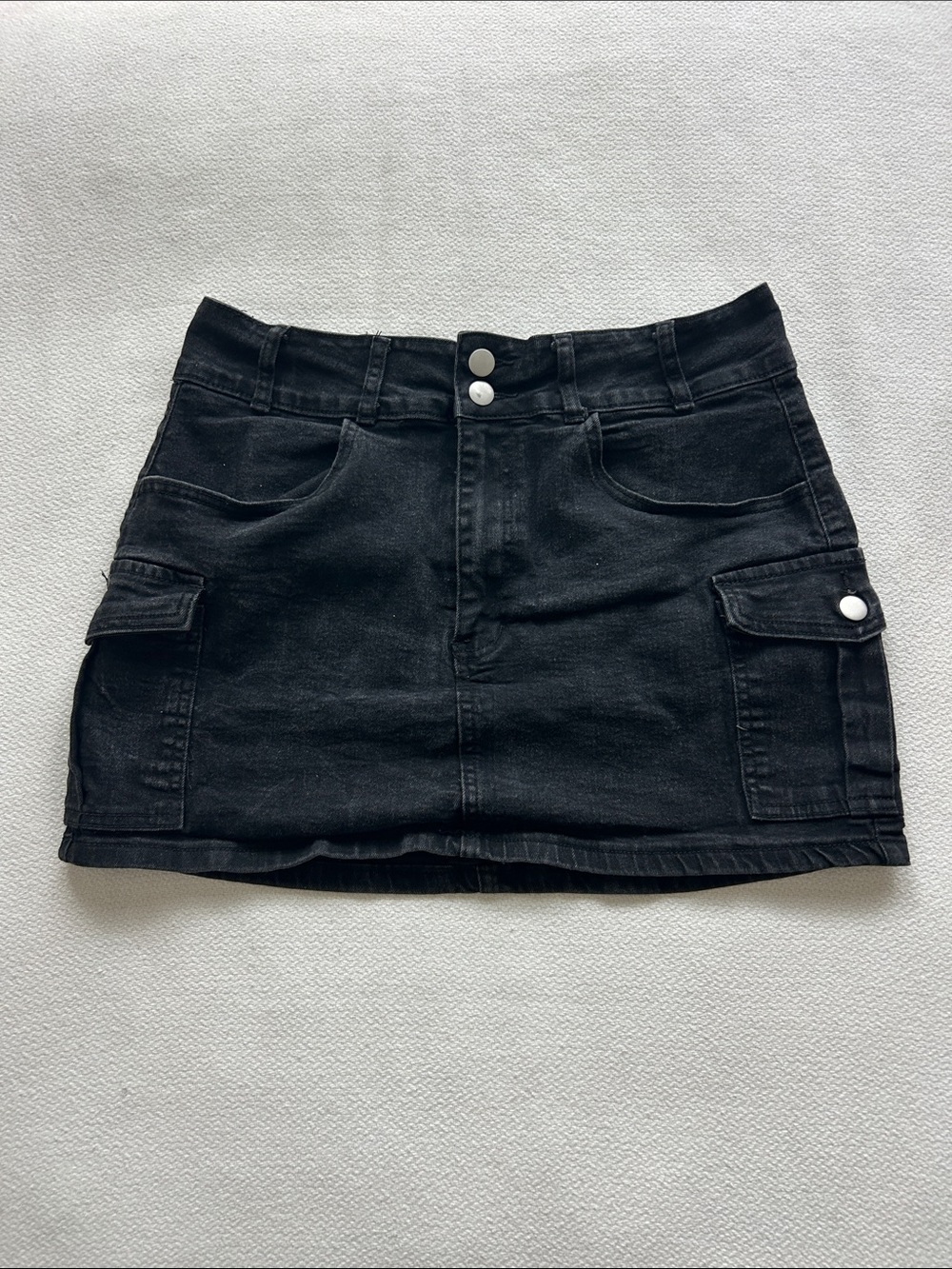 SHEIN Black Denim Cargo Mini Skirt